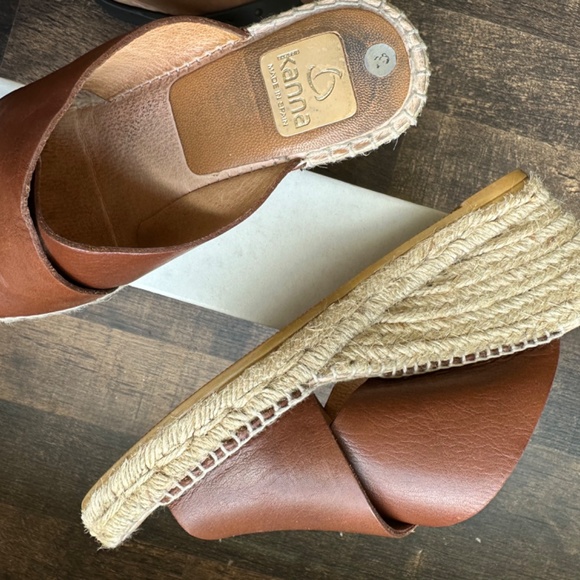 Kanna Women’s Brown Leather Wedges Size 8 - Picture 3 of 5